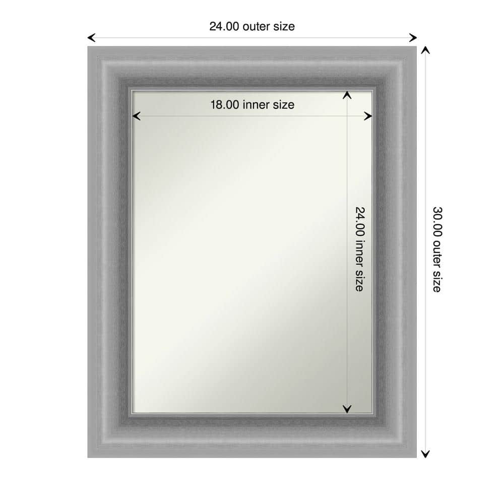 Peak Polished Silver Rectangular Bathroom Vanity Mirror