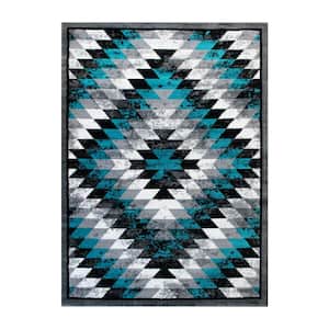 Turquoise 6 ft. x 9 ft. Rectangle Native American Area Rug