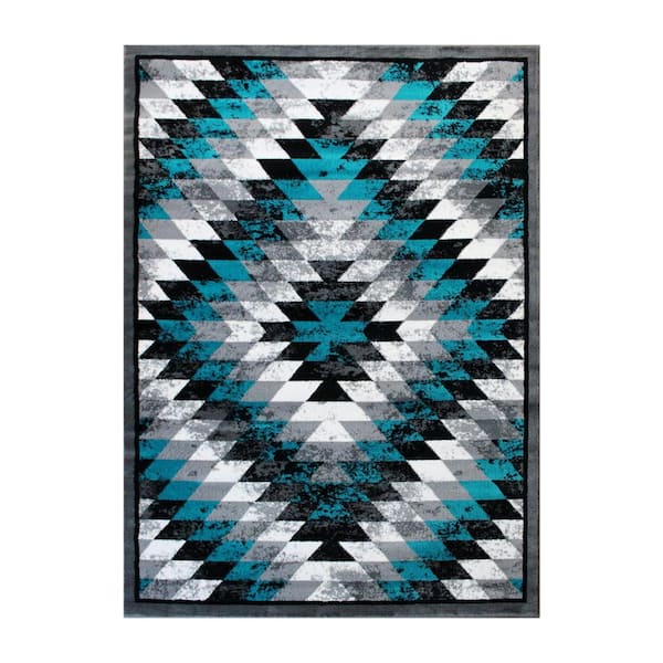 Carnegy Avenue Turquoise 6 ft. x 9 ft. Rectangle Native American Area Rug