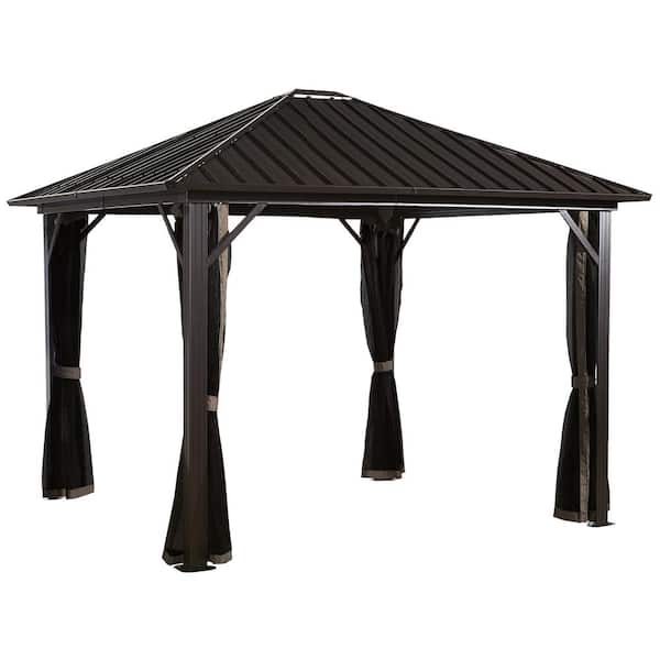 Genova 10 ft. x 10 ft. Dark Brown Rustproof Aluminum Framed Gazebo