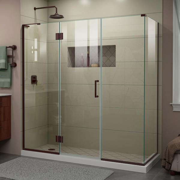 DreamLine Unidoor-X 69.5 in. W x 30-3/8 in. D x 72 in. H Frameless Hinged Shower Enclosure in Oil Rubbed Bronze