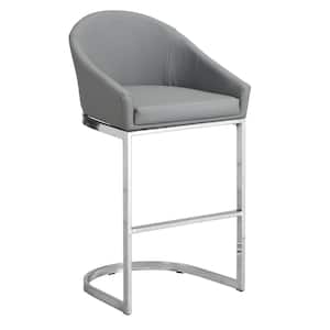 Torano 34.75 in. H Gray 26 in. H Low Back Counter Stool with Cushioned Upholstered Seat and Metal Frame(1 Stool)