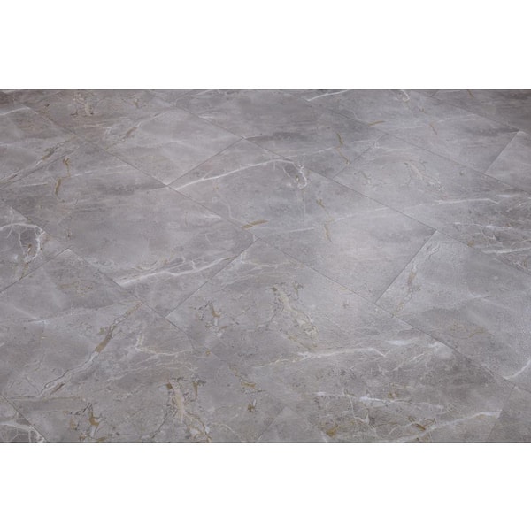 TrafficMaster Grey Marble 3 MIL x 24 in. W x 12 in. L Peel and