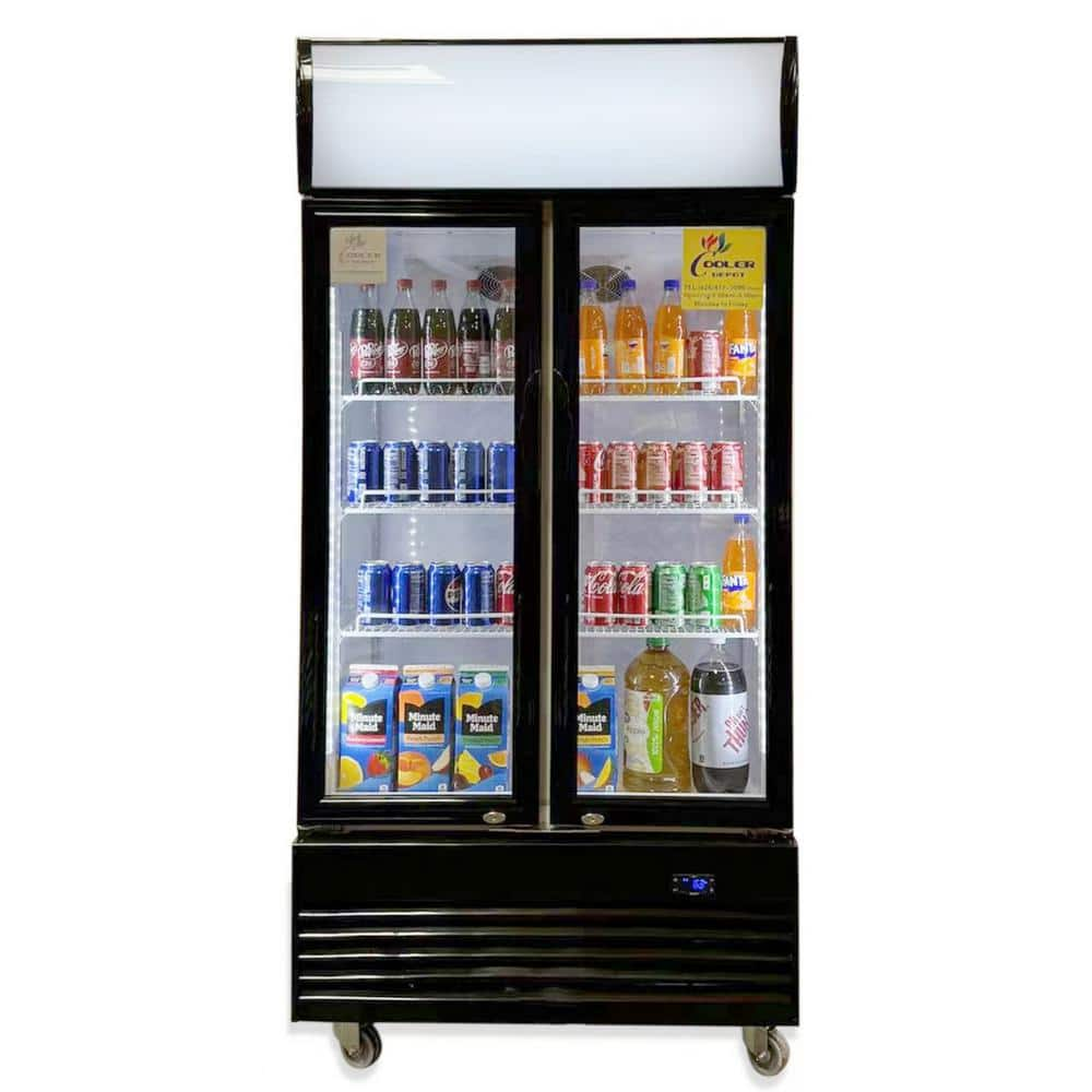 Cooler Depot 36in.W 18 cu.ft. Slim Fridge Commercial upright glass door Refrigerator Drinks Cooler in Black