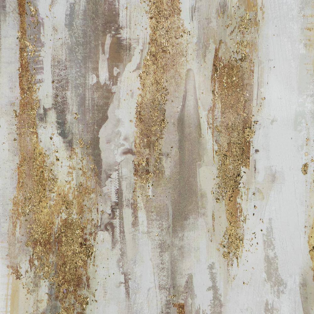 Set of 2 Gold and Beige Abstract Framed Glass Wall Art