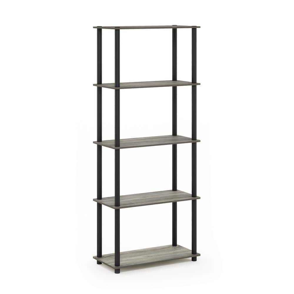 Laminated Black & Light Cherry 5-Tier Round Tube Shelf