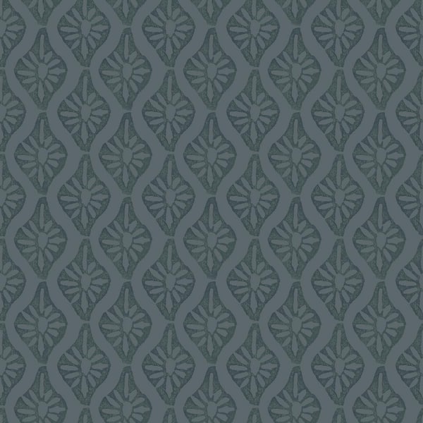 CHRIS LOVES JULIA 8 in. x 10 in. Nova Blue Smoke Ogee Peel and Stick Wallpaper Sample