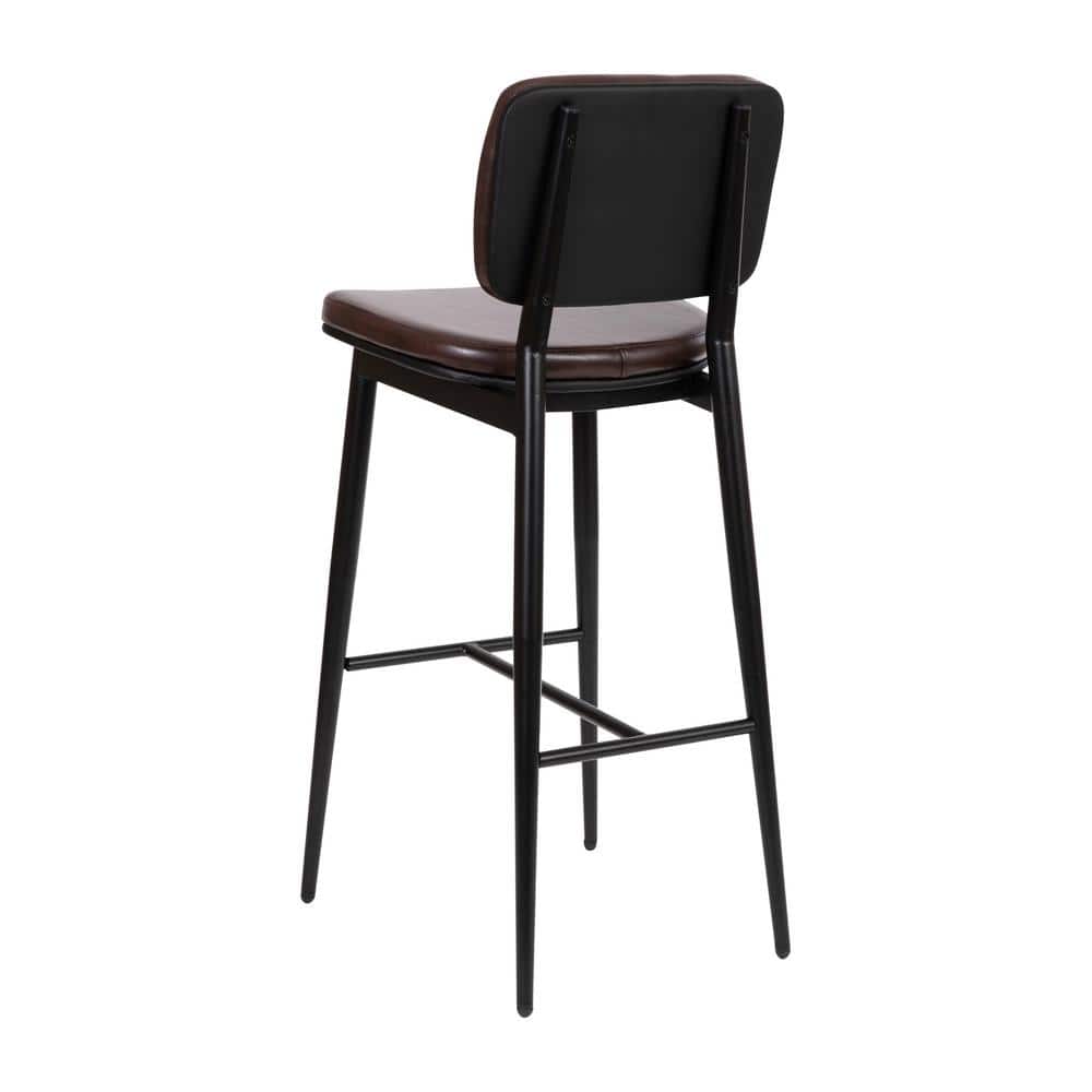 Brown Faux Leather and Metal Counter Stools, Set of 2