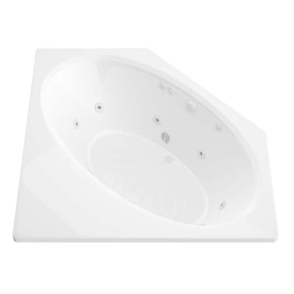 Universal Tubs Mali 5 ft. Acrylic Corner Drop-in Whirlpool Bath Tub in White