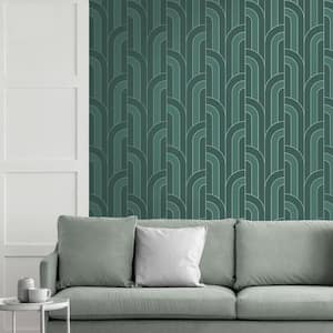 Ezra Teal Arch Vinyl Non-Pasted Matte Wallpaper