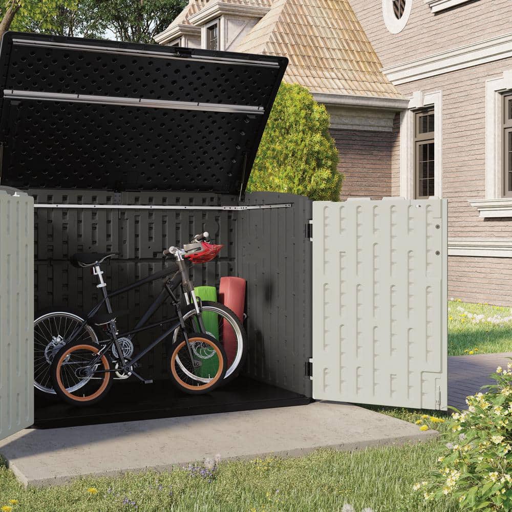 Black 6 x 4 ft Steel-Reinforced Resin Horizontal Shed