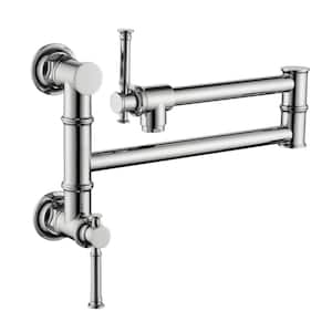Modern Brass Wall Mount Pot Filler Faucet with Swing Arm in Chrome