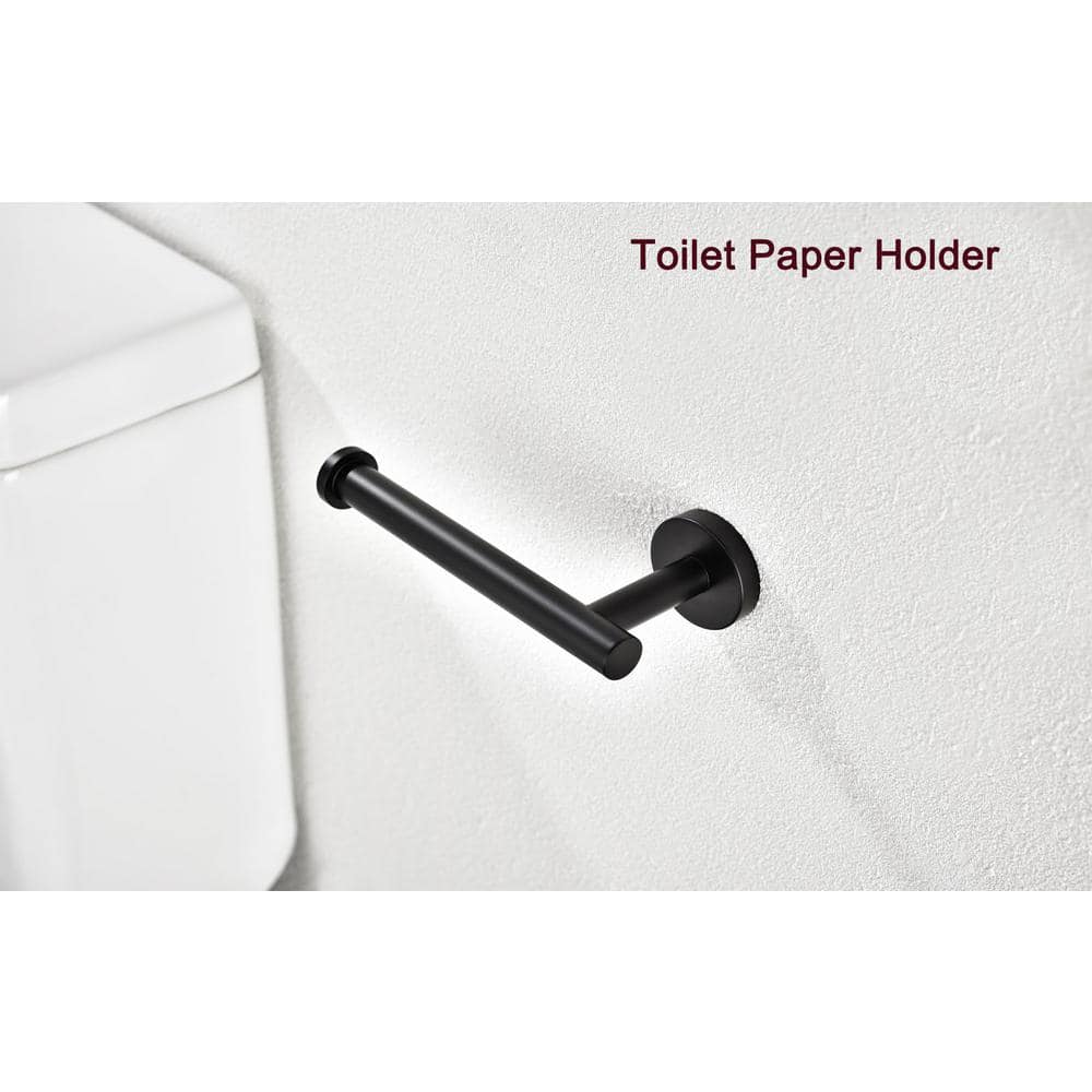 Black Toilet Paper Holder Wall Mount SUS 304 Stainless Steel Matte Black Toilet Roll Holder Waterproof Rotateproof Toilet Tissue Holder for Bathroom - 2 Pack