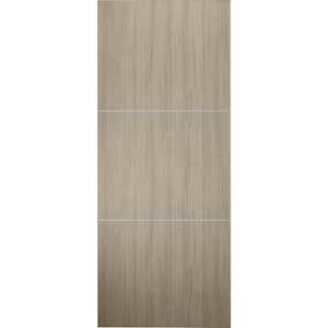24 in. x 80 in. Viola 2H Shambor Finished with Aluminum Strips Solid Core Composite Interior Door Slab No Bore
