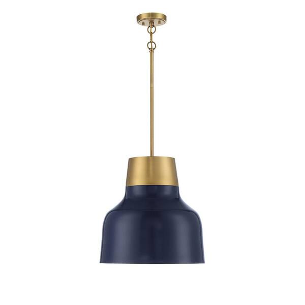 navy and copper pendant light