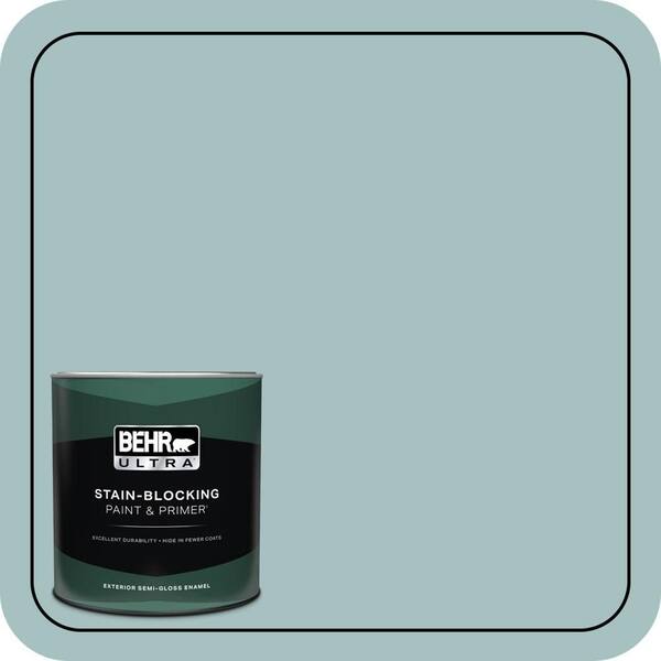 BEHR ULTRA 1 qt. #500F-4 Swan Sea Semi-Gloss Enamel Exterior Paint & Primer