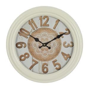 14 in. x 14 in. White Metal Fluted Frame Wall Clock