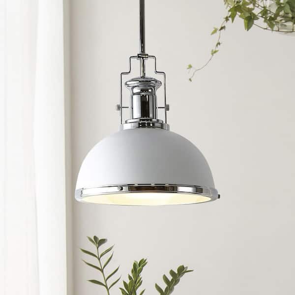 JONATHAN Y Homer 13 in. 1-Light Chrome/White Modern Industrial
