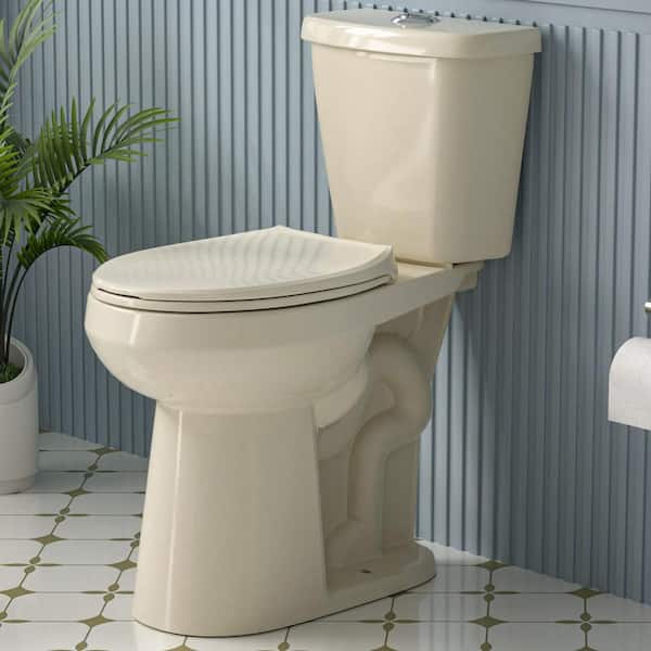 Aguamaph Extra Tall 21 in. 2-Piece Toilet 1.1/1.6 GPF Dual Flush Map Flush 1000 g Round Toilet with Soft Close Seat in Biscuit