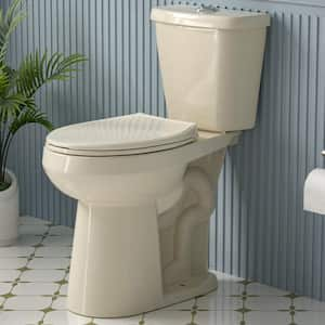 Extra Tall 21 in. 2-Piece Toilet 1.1/1.6 GPF Dual Flush Map Flush 1000g Round Toilet With Soft Close Seat in Bone