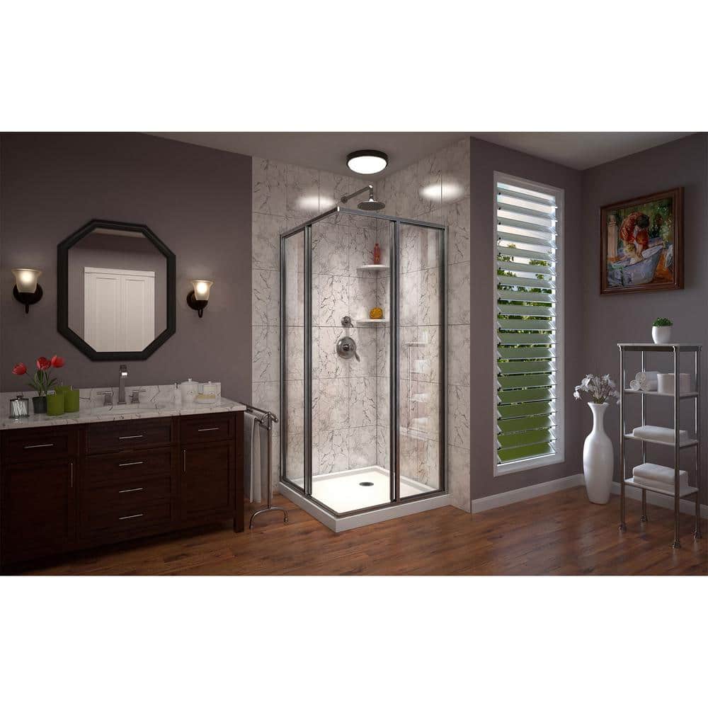 DreamLine Cornerview 42" x 42" Brushed Nickel Sliding Shower Enclosure