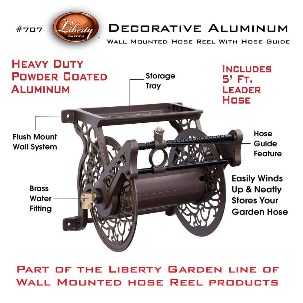 Bronze Aluminum Decorative Wall Mount Garden Hose Reel