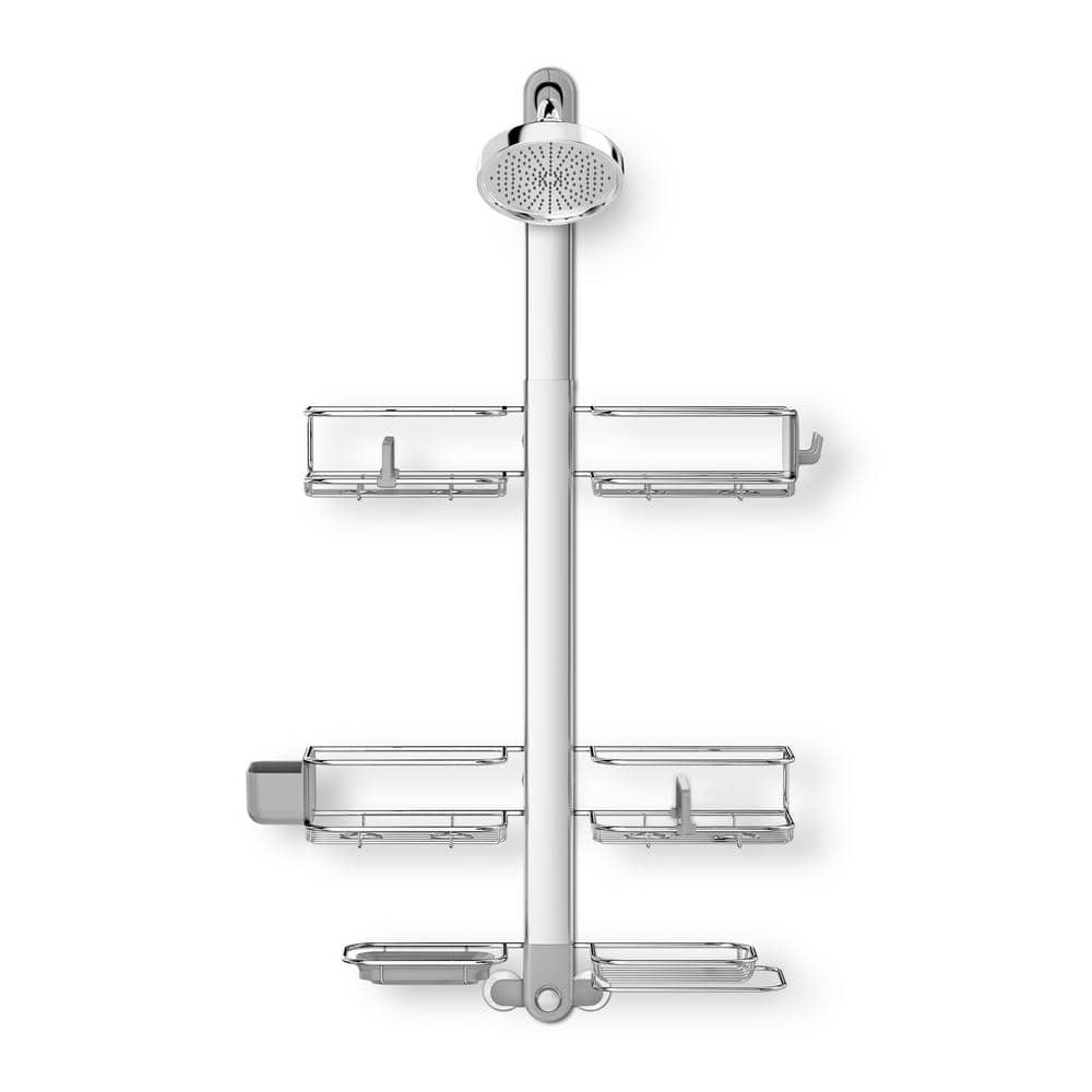 XL Stainless Steel Adjustable Shower Caddy with Suction Mount