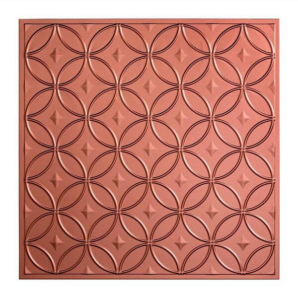 Fasade Rings - 2 ft. x 2 ft. Vinyl Lay-In Ceiling Tile in Argent Copper