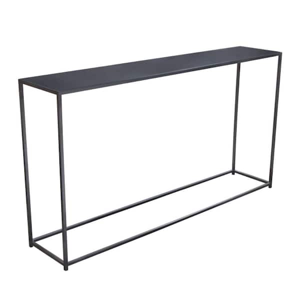 Benjara 12 in. Gray Rectangle Metal Top Console Table with Metal Frame