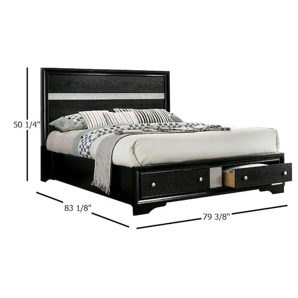 Furniture of America Demartin Black Wood Frame King Platform Bed with  Storage IDF-7223BK-EK - The Home Depot