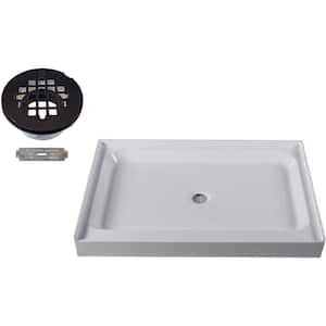 48 in. x 36 in. Single Threshold Alcove Shower Pan Base with Center Plastic Drain in Oil Rubbed Bronze