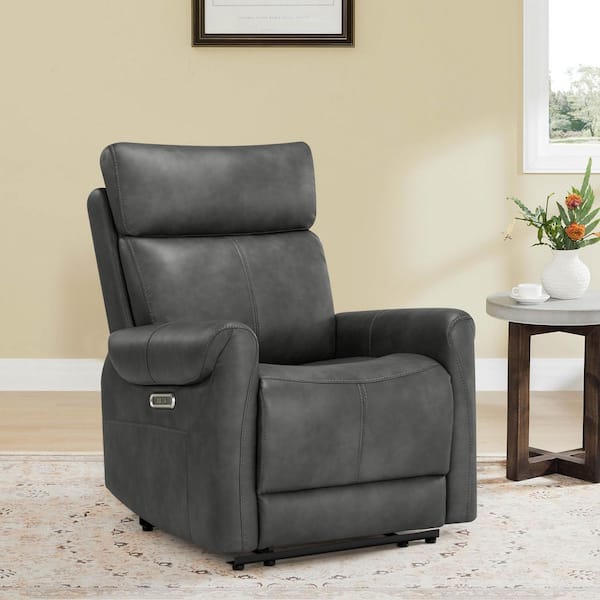ambient lounge グレー ウルフグレーbe-lux-prime M Spruce & Spring Noa Grey Faux Leather Wall Hunger Power Recliner