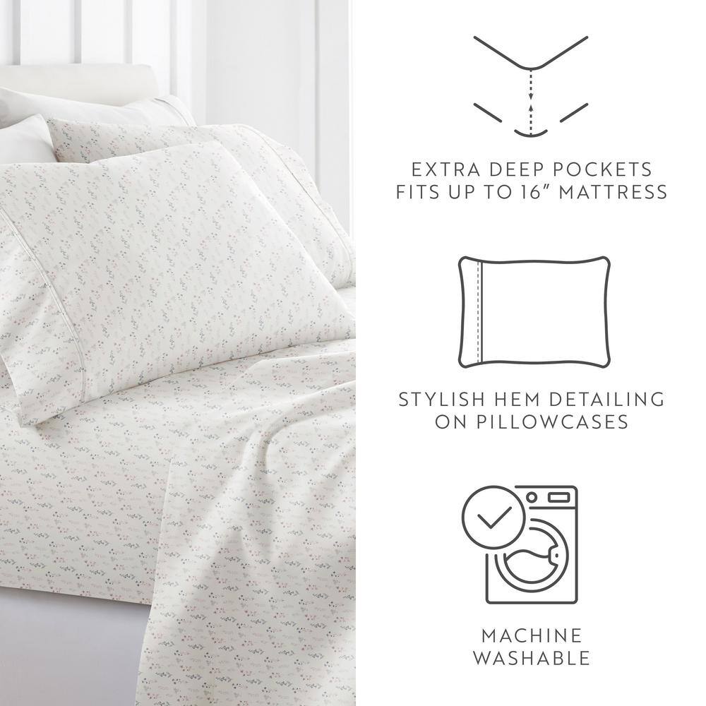 Twin Ivory Floral Microfiber Kids Sheet Set