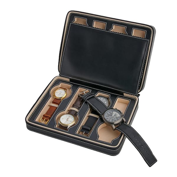 Watch Display Travel Box Leather Watch Storage Case Zipper 