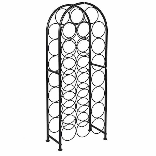 23-Bottle Black Metal Arched Freestanding Floor Wine Rack