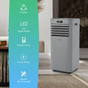 7,000 BTU Portable Air Conditioner Cools 350 Sq. Ft. with Dehumidifier, Fan Mode and Remote Control in Gray