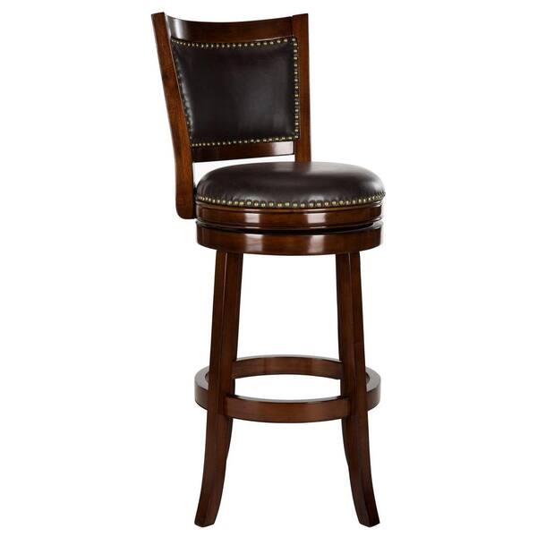 SAFAVIEH Lazzaro 29 in. Espresso Swivel Cushioned Bar Stool