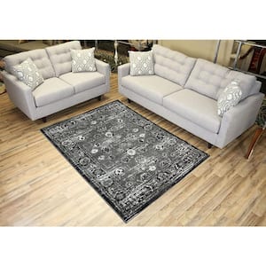 Designer Mahal Traditional Gray 5 ft. x 7 ft. Classic Braided Vintage Contemporary Polypropylene Rectangular Area Rug