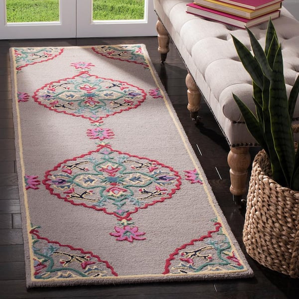 Bellagio 2 ft. x 13 ft. Dark Gray/Multi Border Runner Rug