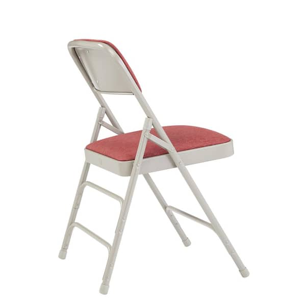 National Public Seating 2308 Burgundy Fabric Padded Seat Stackable Folding Chair (Set of 4) - 2
