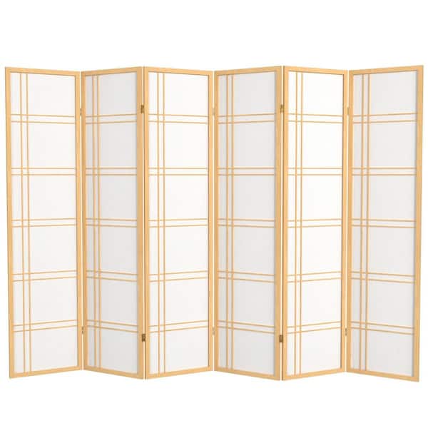 Oriental Furniture 6 ft. Natural 6-Panel Room Divider
