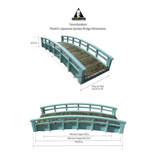 SamsGazebos Monet's Japanese bridge 8 ft. Green MB-BM8-GT - The