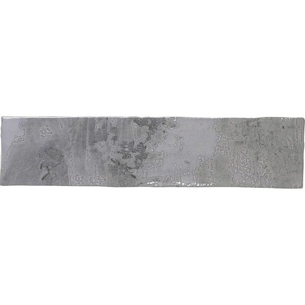 ANDOVA Splash Prussian Gray 2.94 in. x 11.88 in. Textured Look Subway Ceramic Wall Tile Sample
