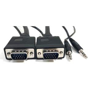 Micro Connectors, Inc 25 ft. XVGA/SVGA/VGA Projector Monitor Cable with 3.5 mm Stereo Audio Plug M05-112AU25 The Depot