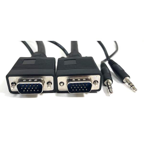 Micro Connectors, Inc 25 ft. XVGA/SVGA/VGA Projector Monitor Cable with 3.5 mm Stereo Audio Plug