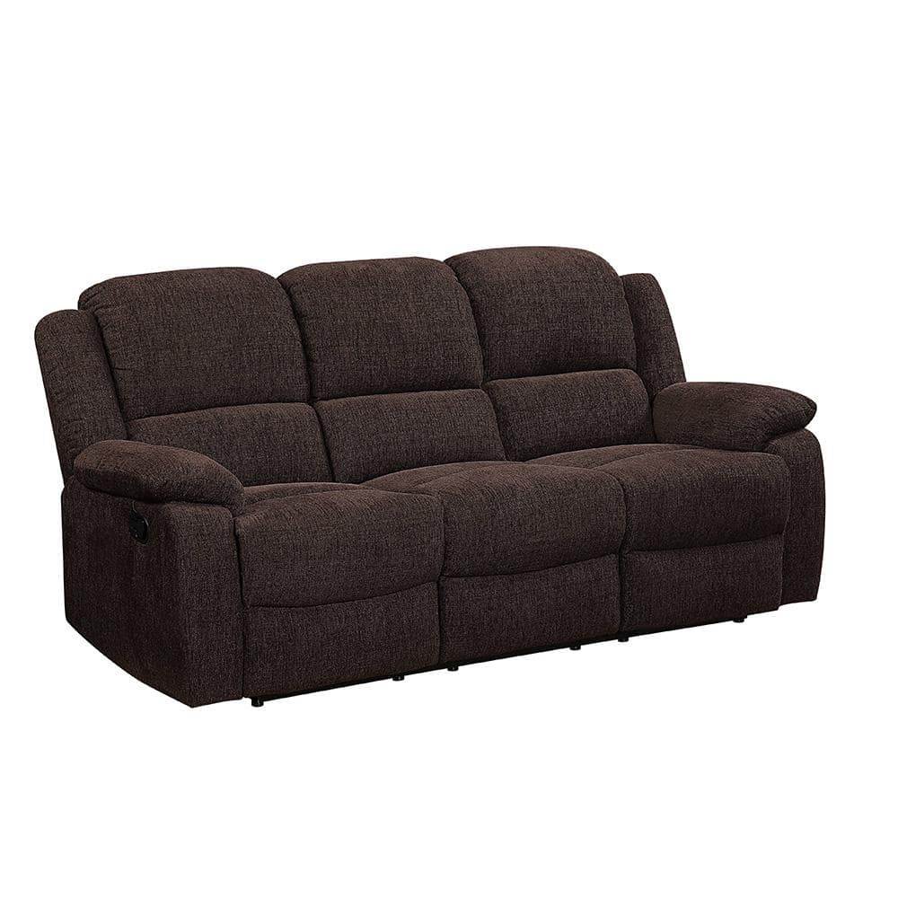 Kalen 78'' Velvety Brown Chenille Reclining Sofa with Cup Holders