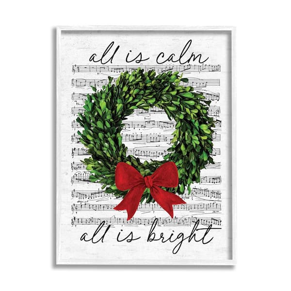 Stupell Industries All Bright Holiday Music by Lettered and Lined 1 Piece Framed Graphic Print Typography Poster Art Print 20 in. x 16 in.