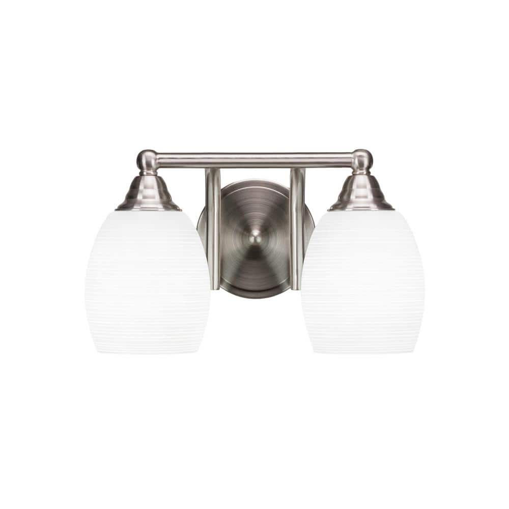 Madison 7.25 in. 2-Light Bath Bar, Brushed Nickel, White Matrix Glass Vanit