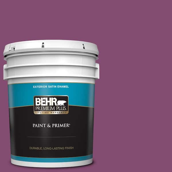 BEHR PREMIUM PLUS 5 gal. #680B-7 Sugar Plum Satin Enamel Exterior Paint & Primer