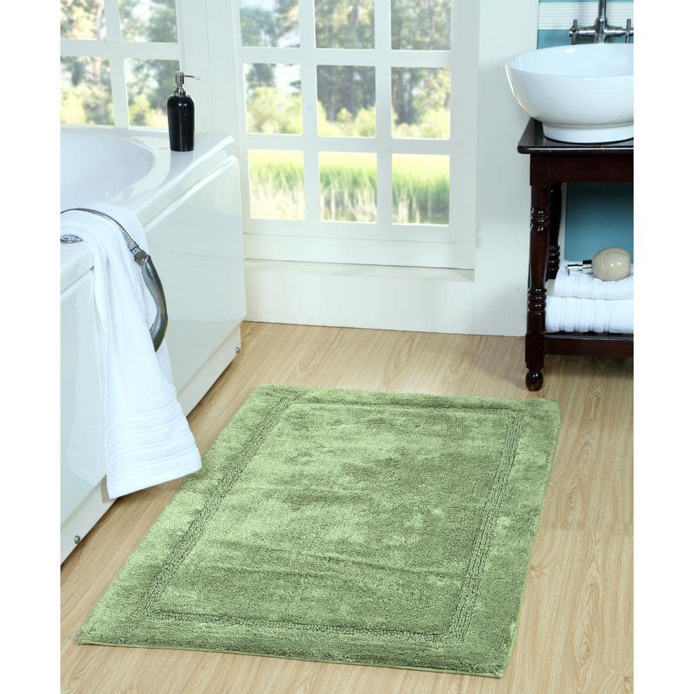 Sage Green Cotton Hand Tufted Bath Rug Set